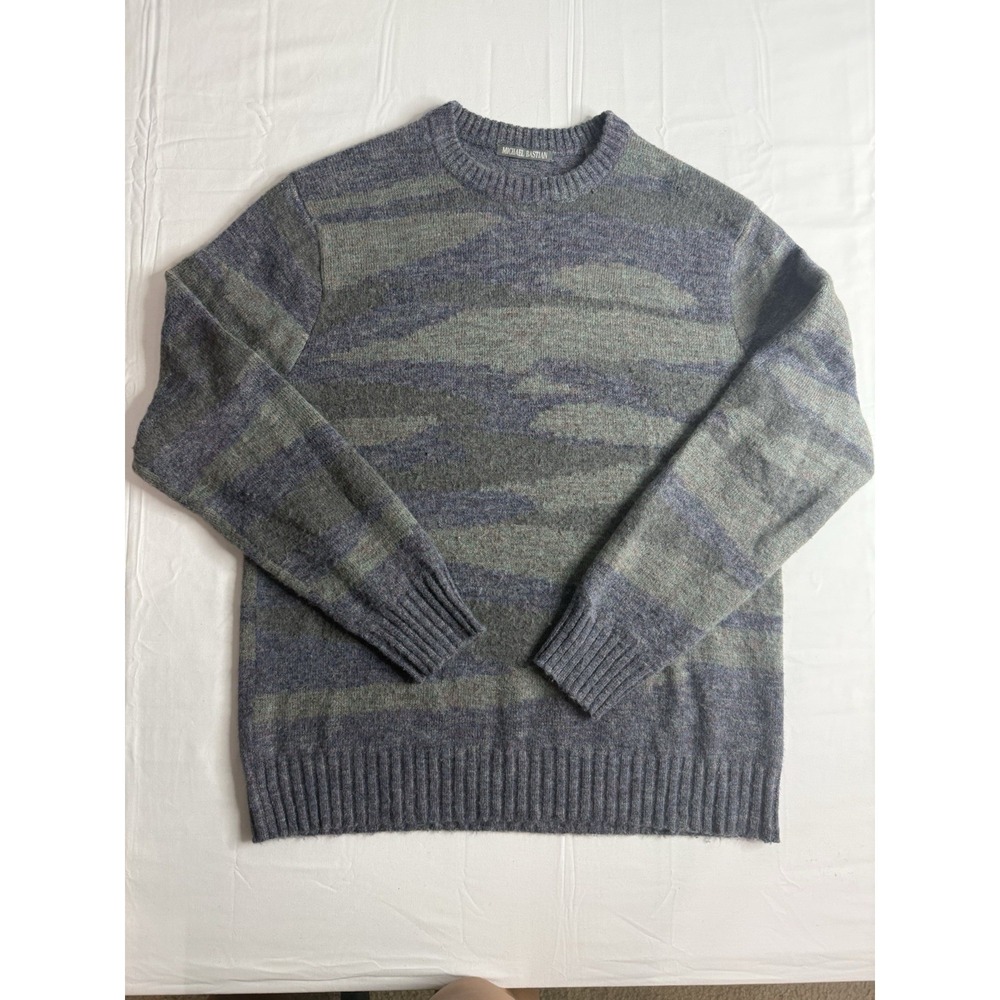 Michael Bastian Mens Medium Sweater Wool Blend Camo Art Hipster Boho City Preppy